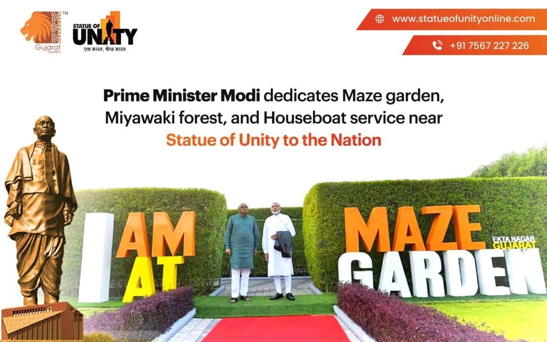 Prime Minister Modi dedicates Maze garden, Miyawaki forest, and Houseboat service near Statue of Unity to the Nation